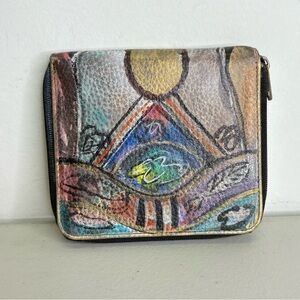 NEW Jane Yoo Vintage Hand Painted Leather Wallet